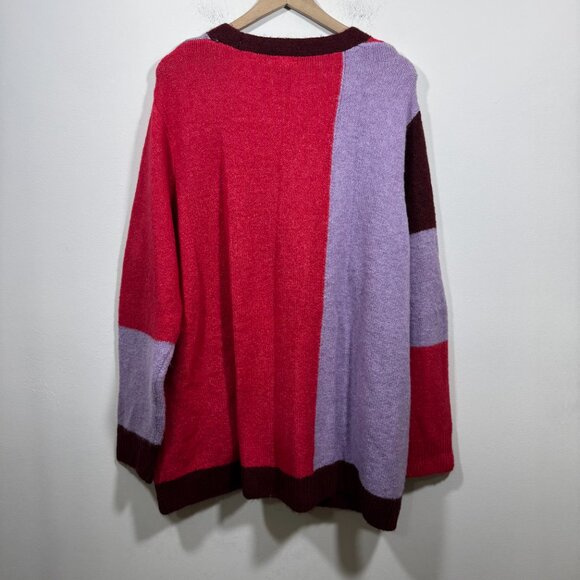 LOGO by Lori Goldstein Button Front Colorblock Cardigan Sweater Size 3X Cozy - Picture 3 of 5